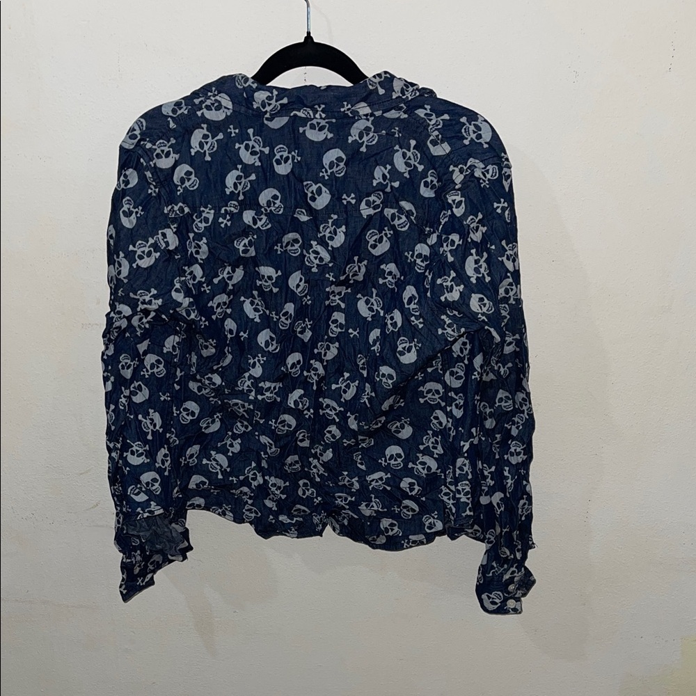 Blue Skull Patterned Button Down - Picture 2 of 3